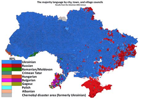 Language map of Ukraine [2001 Census] : europe