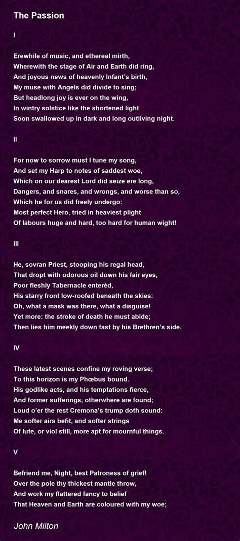 The Passion - The Passion Poem by John Milton