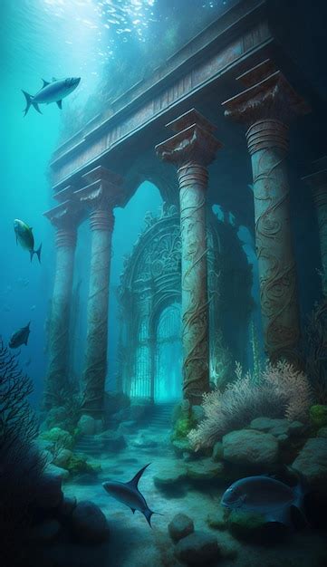 Premium AI Image | The underwater ruins of the ancient city of atlantis