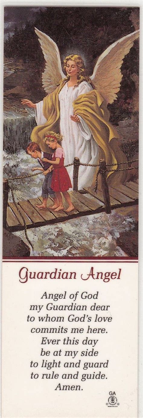 Guardian Angel Laminated Prayer Card Bookmark, 53mm x 155mmm