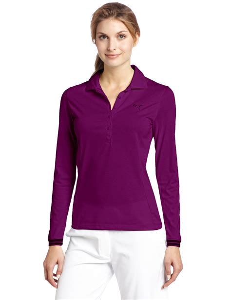 Puma Womens Sport Long Sleeve Golf Polo Shirts