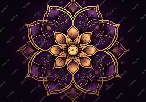 Premium AI Image | Mandala Art Purple And Gold Mandala Background Free Vector Illustra