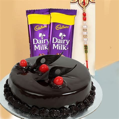 Chocolate Cake with Rakhi and Dairy Milk Chocolate @ Best Price | Giftacrossindia