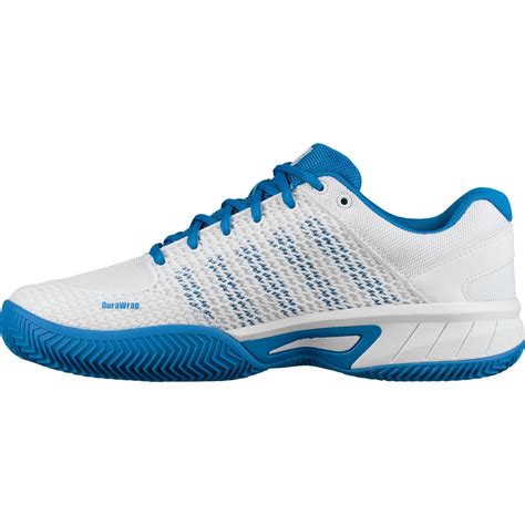 K-Swiss Mens Express Light HB Tennis Shoes - White/Brilliant Blue - Tennisnuts.com