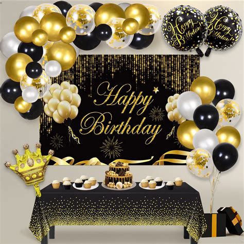 Buy Black and Gold Birthday Party Decorations Set, Black and Gold ...