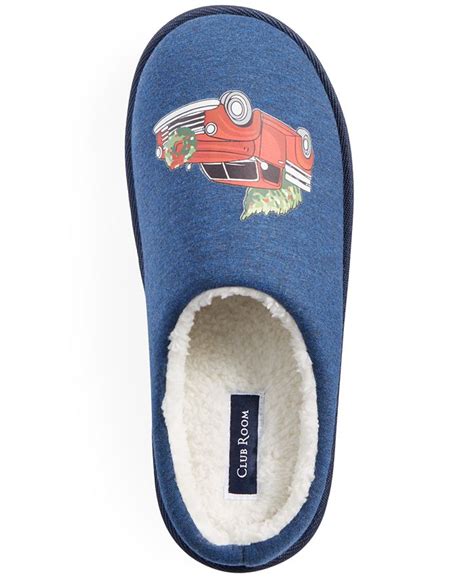 Macy's Club Room Men's Holiday Truck Fleece-Lined Slippers, Created for - Macy's