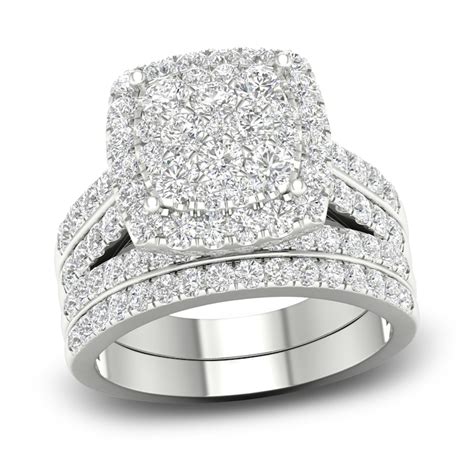 Diamond Cushion Bridal Set 2 ct tw Round 14K White Gold | Jared