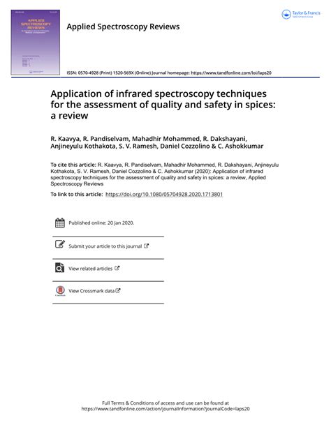 (PDF) Application of infrared spectroscopy techniques for the assessment of quality and safety ...