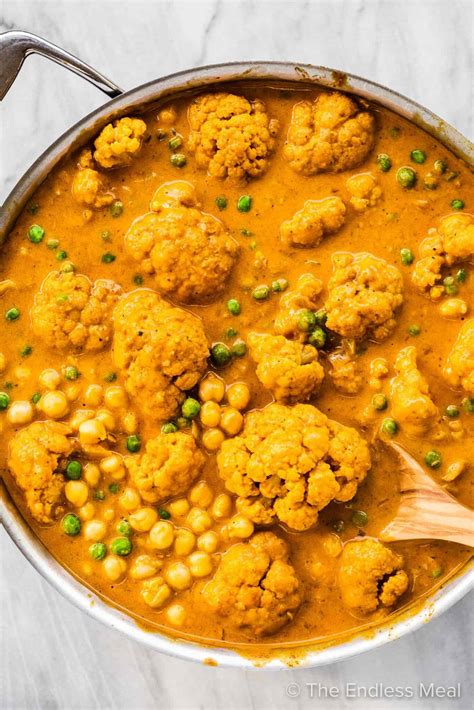 Cauliflower Curry with Chickpeas and Peas - The Endless Meal®