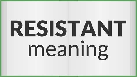 Resistant | meaning of Resistant - YouTube