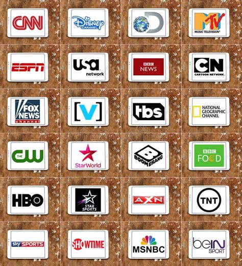 Logos of top famous tv channels and networks. Collection of logos and ...