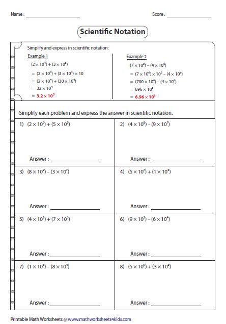 Adding Numbers With Scientific Notation