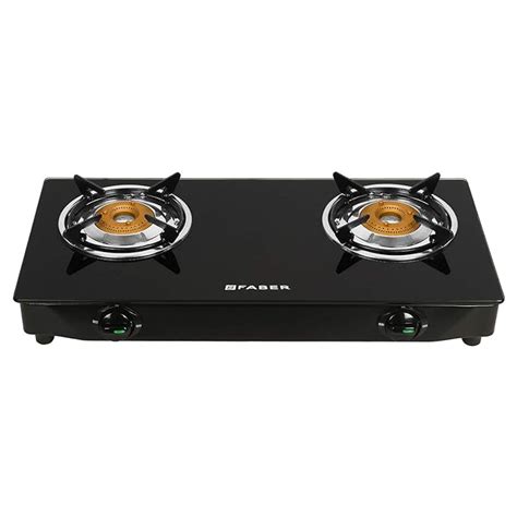 Buy Faber Gas Stove 2 Burner Glass Cooktop (Power 2BB BK) Manual Ignition, Black Online at Low ...