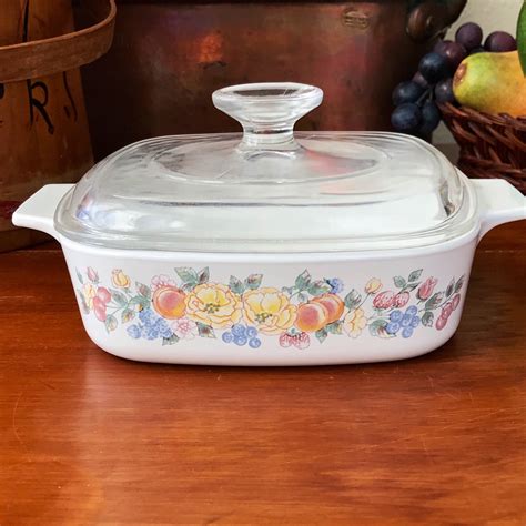 Super special price 2 Corning Ware Pastel Bouquet Flowers A-10-B 2.5 L Casserole D ...