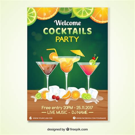 Free Vector | Cocktail party invitation