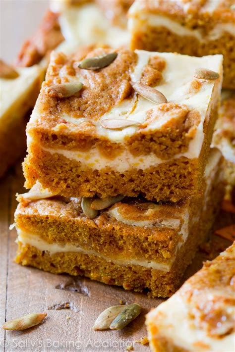 Pumpkin Cream Cheese Swirl Bars | Sally's Baking Addiction