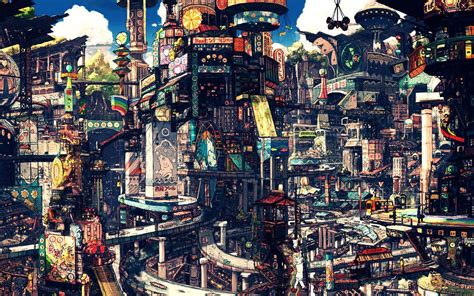 Anime Futuristic Cityscape Wallpaper | 1280x800 | ID:46800 | Anime scenery, Cityscape wallpaper ...