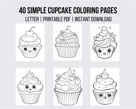 40 Cupcake Coloring Pages Food Coloring Pages Sweets Coloring Desserts ...