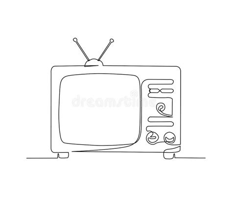 Continuous One Line Drawing of Vintage Analog Television. Simple Retro ...