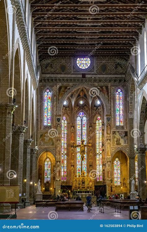 Interior View of Santa Croce Church in Florence on October 19, 2019 ...