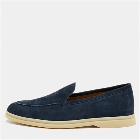 Loro Piana Navy Blue Suede Summer Walks Loafers Size 42 Loro Piana | The Luxury Closet