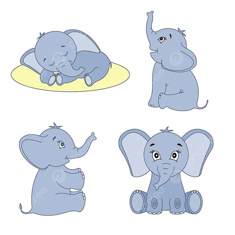 Cute Baby Elephant Vector Hd PNG Images, Cute Cartoon Elephants Sitting And Sleeping Baby ...