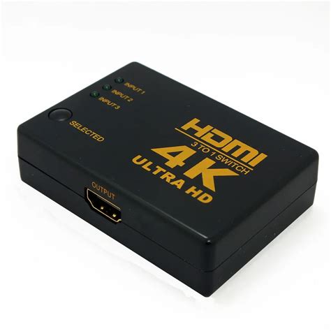 New Black Mini 3 Port HDMI Switch 3x1 HDMI Switcher 3 input 1 output ...