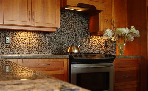 Black Stone Tile Backsplash Connected By Brown Granite Countertop Impressive Design Ideas Stone ...