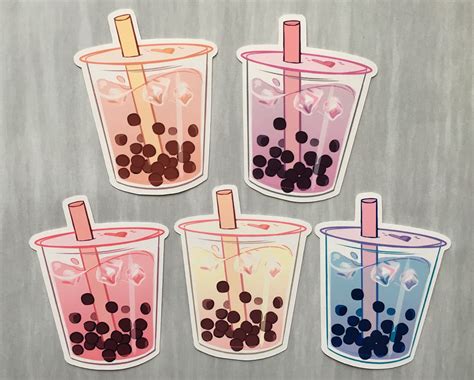 Bubble Tea Boba Aesthetic sticker set of 5 | Bubble tea boba, Bubble ...