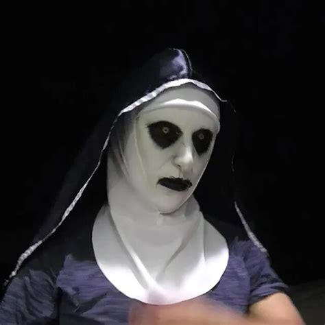 new The Nun Horror Mask Cosplay Valak Scary Latex Masks With Headscarf Full Face Helmet ...