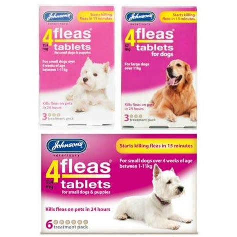 Dog Flea Tablets Small and Large Dogs. Johnsons 4Fleas 3 / 6 tab