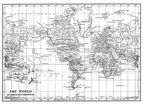 Large Printable World Map Black And White