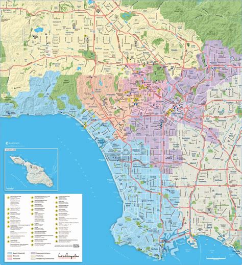 Large Detailed Tourist Map Of Los Angeles - Printable Map Of Los Angeles | Printable Maps