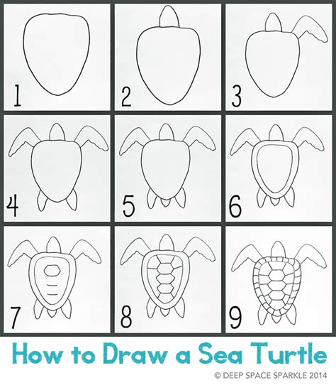 How to Draw a Sea Turtle Handout | Deep Space Sparkle