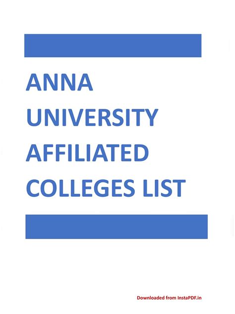 Anna University Colleges List PDF Download – InstaPDF