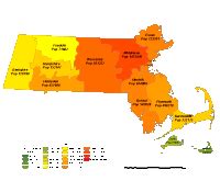 Editable Massachusetts County Populations Map - Illustrator / PDF | Digital Vector Maps