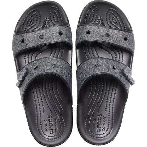 Crocs Adults' Classic Black Glitter II 2-Strap Sandals | Academy