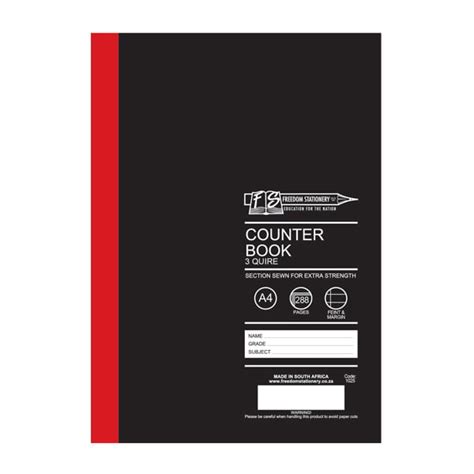 Freedom Counter Books 3 Quire (288 pages) A4 Feint & Margin - Splendit