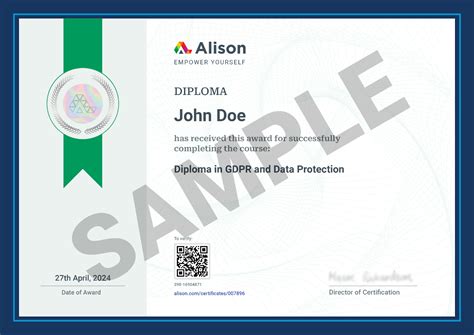 Sample Alison Certificate and Diploma Parchment | Alison Help Center