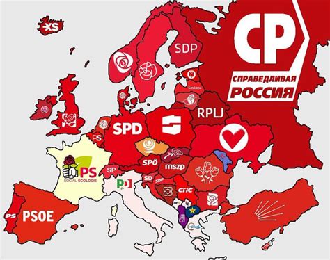 Logos of social democrat parties of Europe