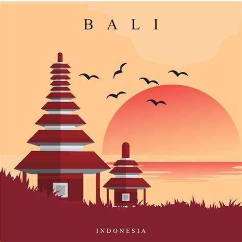 Ilustración de bedugul bali | Vector Premium