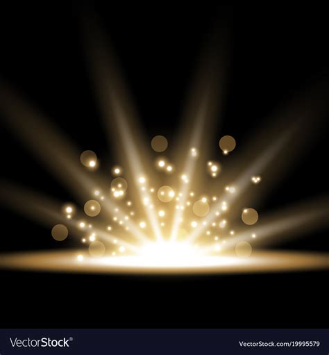 Rays of light with sparks golden color Royalty Free Vector