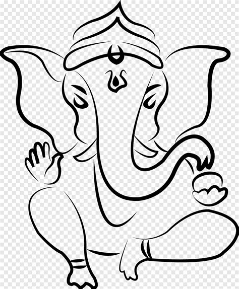 Ganesha Parvati Drawing Deity Sketch, ganesha, white, mammal png | PNGEgg