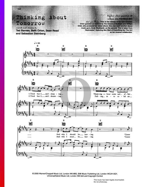 Thinking About Tomorrow (Beth Orton) Piano Sheet Music - OKTAV