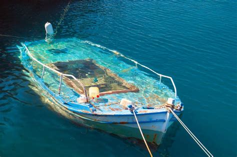 Traditional Fishing Boat At Lefkada Island In The Water Stock Image ...