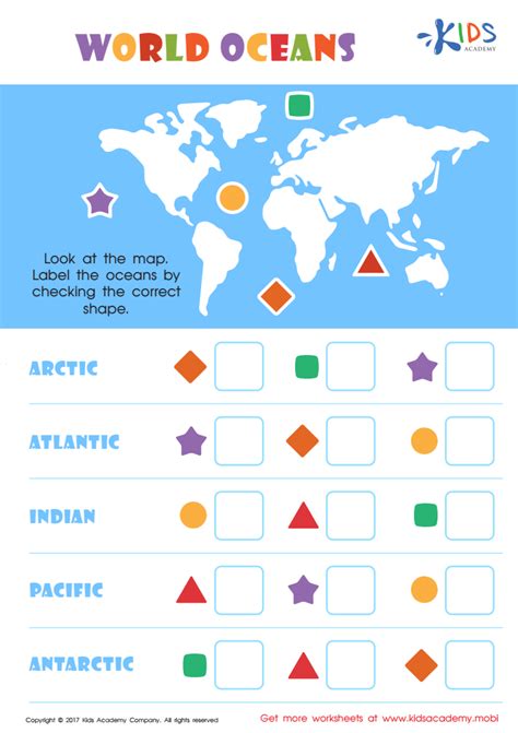 World Oceans Printable: Free PDF Worksheet for Kids