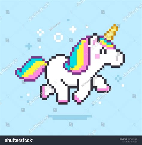 Pixel Art Running Rainbow Unicorn On Stock Vector (Royalty Free ...