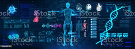 Healthcare Examination With Hud Interface Stock Illustration - Download Image Now - Hologram ...