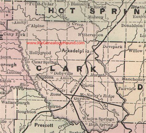 Clark County, Arkansas 1889 Map