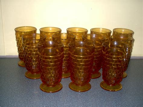 Vintage Amber Glassware Set of 6